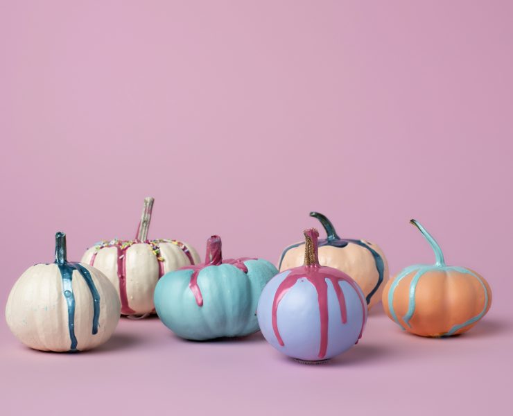 Pastel Spray Painted Pumpkins with Dripping Paint