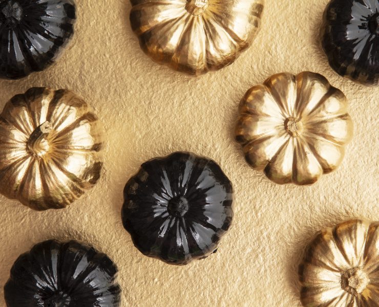 Gold and Black Spray Painted Pumpkins