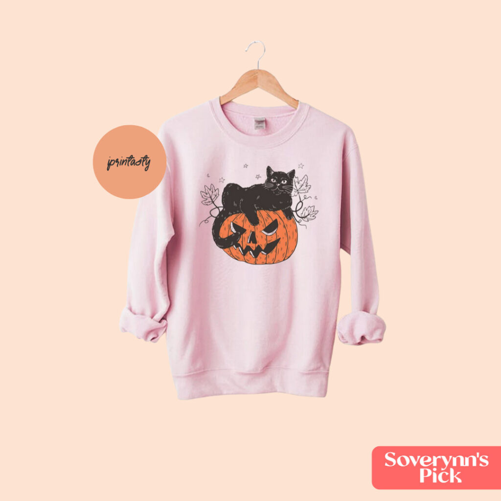 Black Cat with Pumpkin T-shirt